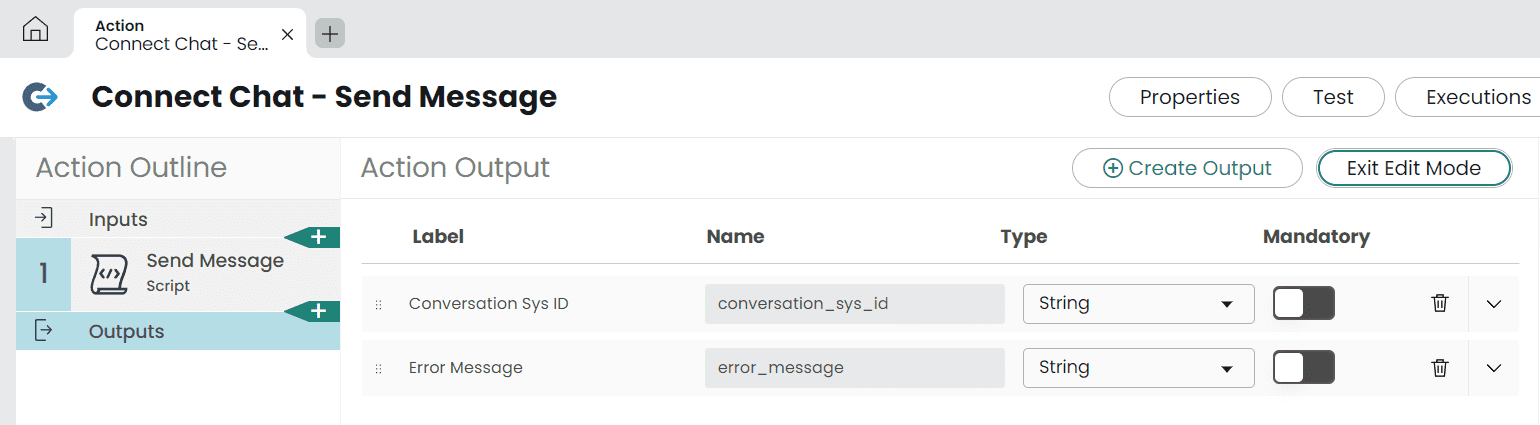 ServiceNow Flow Action Connect Chat Inputs