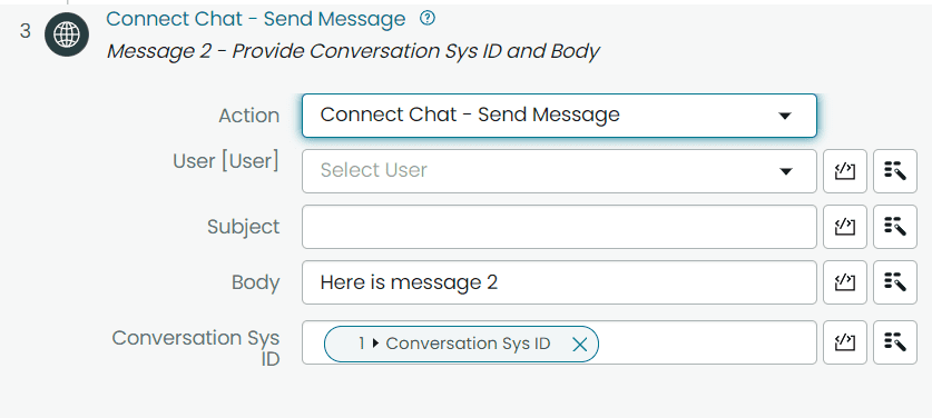 ServiceNow Test Connect Chat Action Subflow Second Call Inputs