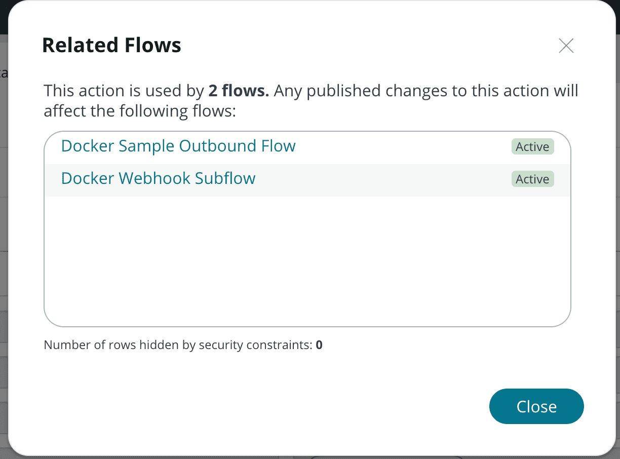 Related flows dialog