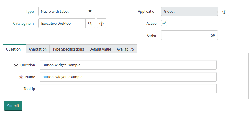 Button Widget Example Variable Form 1